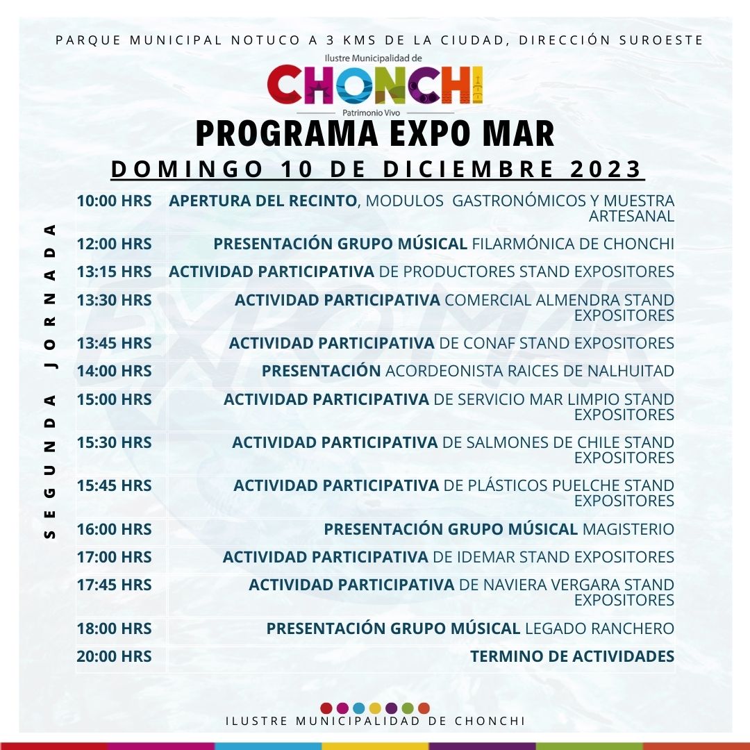 Chonchi invita a disfrutar de la primera Expo Mar en el Parque Municipal Notuco
