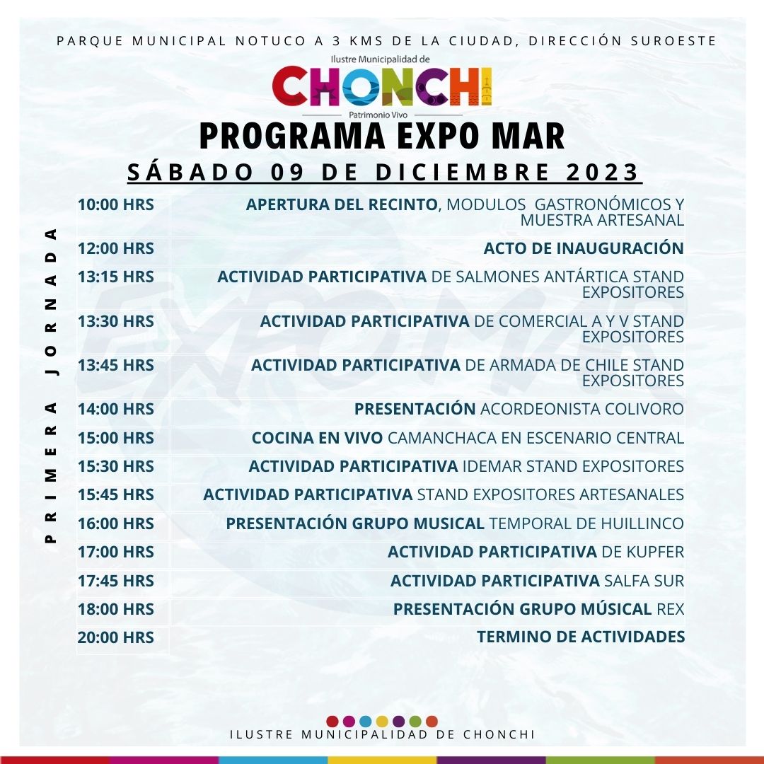 Chonchi invita a disfrutar de la primera Expo Mar en el Parque Municipal Notuco