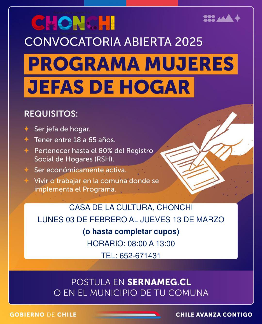 Postulación Programa Mujeres Jefas de Hogar