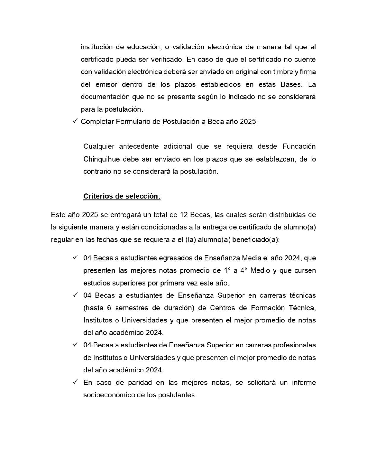 SE INVITA A POSTULAR A LA BECA DE FUNDACIÓN CHINQUIHUE 2025, DIRIGIDA A HIJOS E HIJAS DE PESCADORES ARTESANALES.