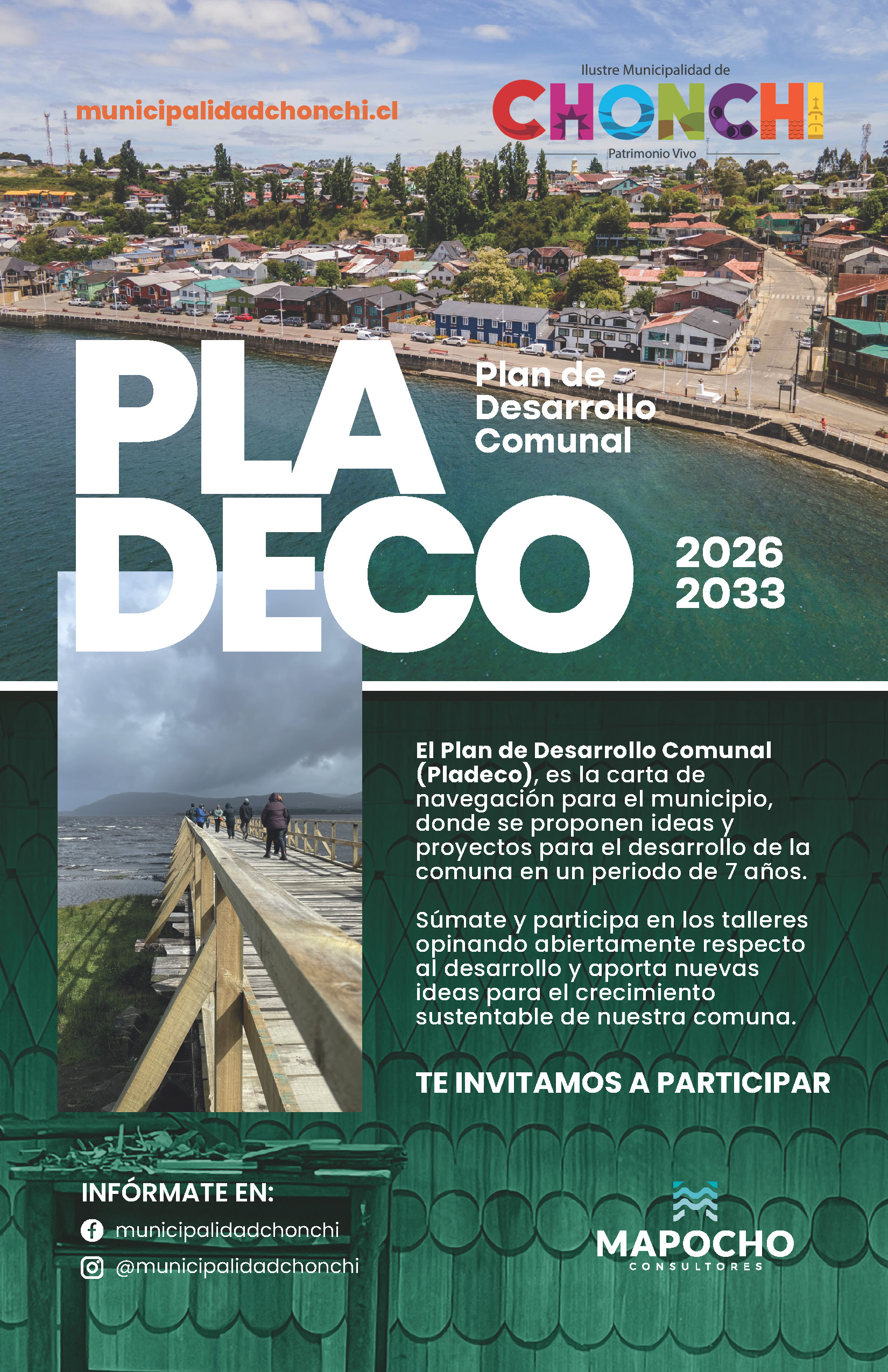 MUNICIPIO DE CHONCHI INVITA A PARTICIPAR EN LOS TALLERES PARTICIPATIVOS DEL PLADECO.