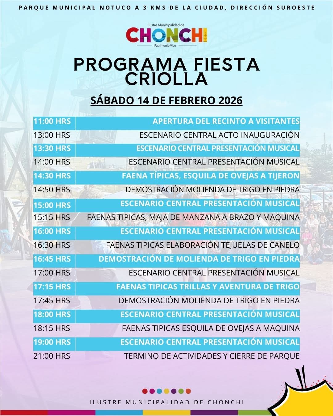 Chonchi celebra este fin de semana los 38 años de la “Fiesta Criolla”.