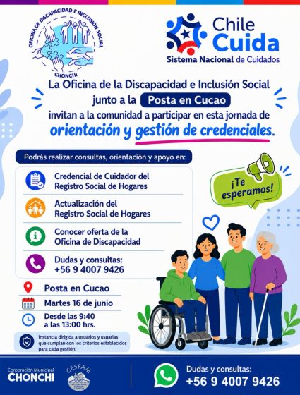 MUNICIPIO DE CHONCHI INVITA A LA COMUNIDAD DE CUCAO A PARTICIPAR EN OPERATIVO INFORMATIVO EL MARTES 16 DE JUNIO.