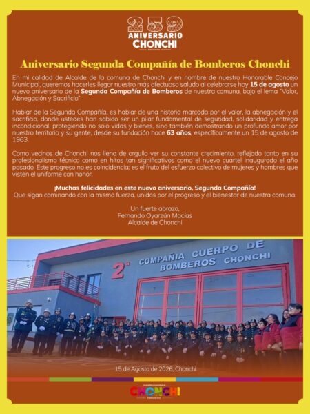 Saludo aniversario segunda compañía de bomberos Chonchi