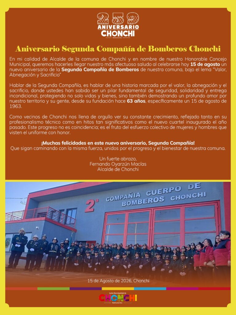 Saludo aniversario segunda compañía de bomberos Chonchi