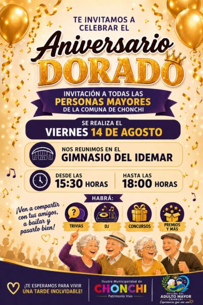 Invitación aniversario dorado para personas mayores