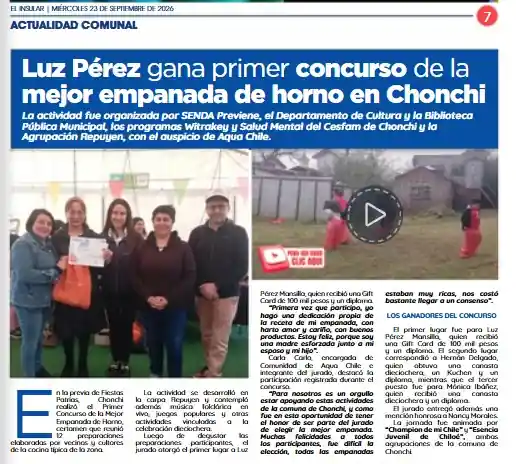 Luz Pérez gana primer concurso de la mejor empanada de horno en Chonchi